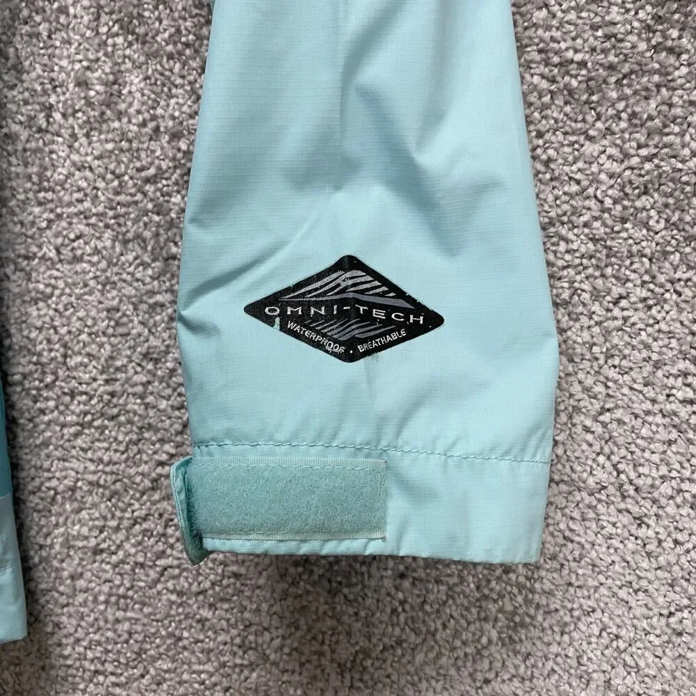 Columbia Titanium Jacket Youth Large 14/16 Light Blue Zip Omni Tech Windbreaker